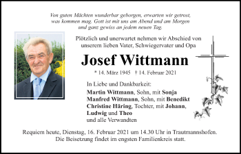 Traueranzeige von Josef Wittmann von Neumarkter Tagblatt