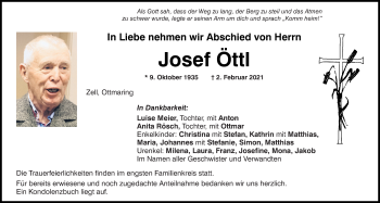 Traueranzeige von Josef Öttl von Neumarkter Tagblatt