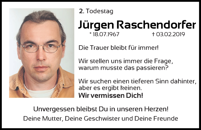  Traueranzeige für Jürgen Raschendorfer vom 06.02.2021 aus Mittelbayerische Zeitung Regensburg