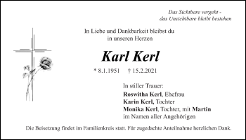 Traueranzeige von Karl Kerl von Neumarkter Tagblatt