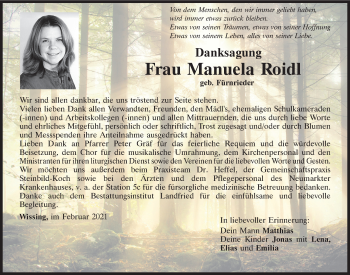 Traueranzeige von Manuela Roidl von Neumarkter Tagblatt