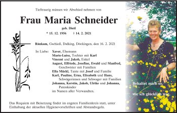 Traueranzeige von Maria Schneider von Bayerwald Echo