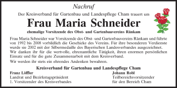 Traueranzeige von Maria Schneider von Bayerwald Echo