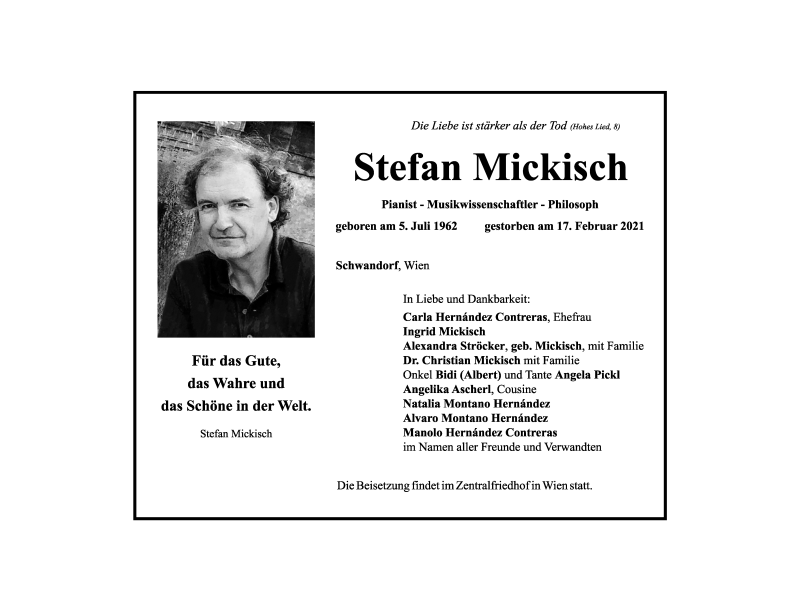  Traueranzeige für Stefan Mickisch vom 23.02.2021 aus Mittelbayerische Zeitung Schwandorf