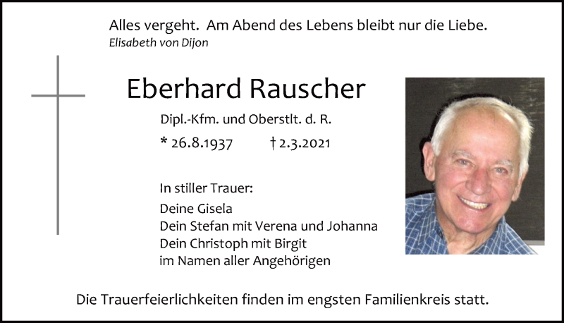  Traueranzeige für Eberhard Rauscher vom 06.03.2021 aus Mittelbayerische Zeitung Regensburg