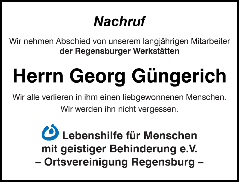 Traueranzeige für Georg Güngerich vom 11.03.2021 aus Mittelbayerische Zeitung Regensburg