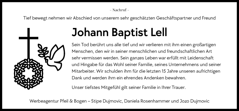  Traueranzeige für Johann Baptist Lell vom 26.03.2021 aus Mittelbayerische Zeitung Schwandorf