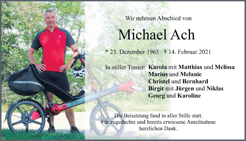  Traueranzeige für Michael Ach vom 08.03.2021 aus Neumarkter Tagblatt