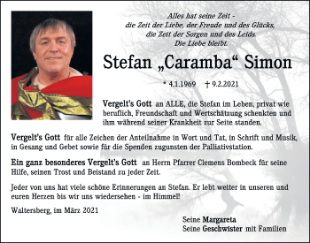 Traueranzeige von Stefan Simon von Neumarkter Tagblatt
