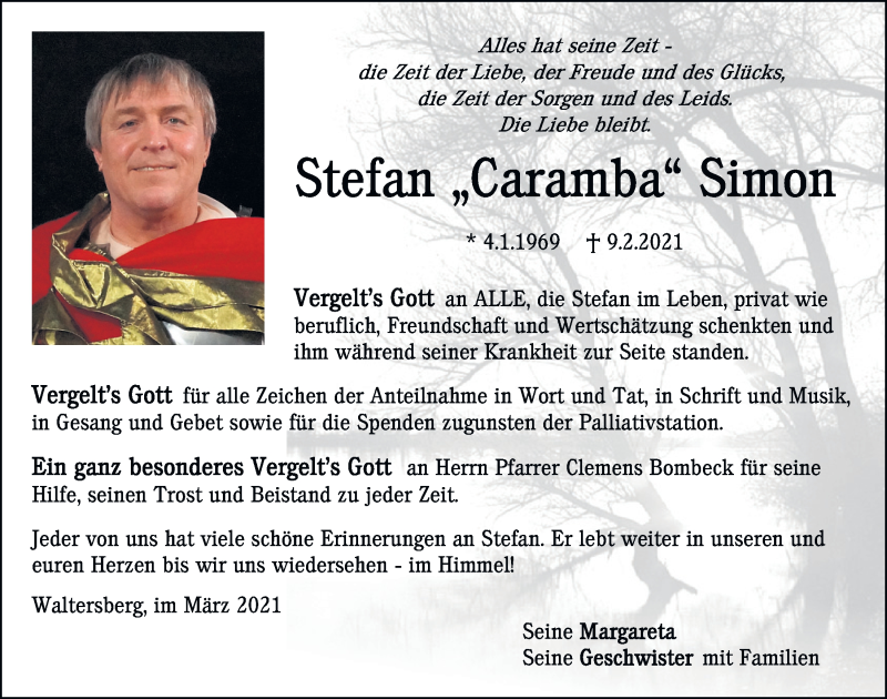  Traueranzeige für Stefan Simon vom 20.03.2021 aus Neumarkter Tagblatt