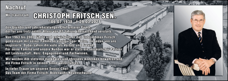  Traueranzeige für Christoph Fritsch vom 17.04.2021 aus Mittelbayerische Zeitung