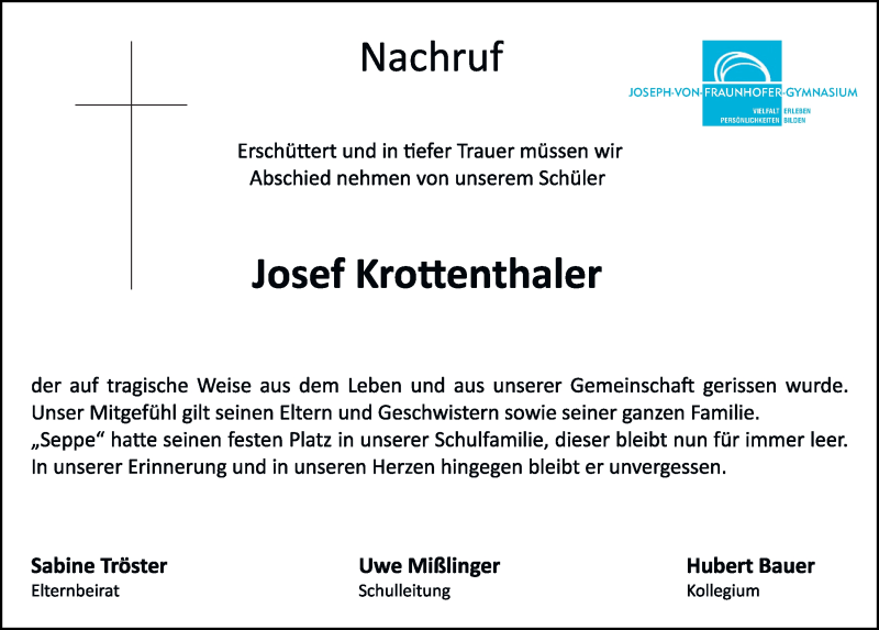  Traueranzeige für Josef Krottenthaler vom 07.04.2021 aus Bayerwald Echo