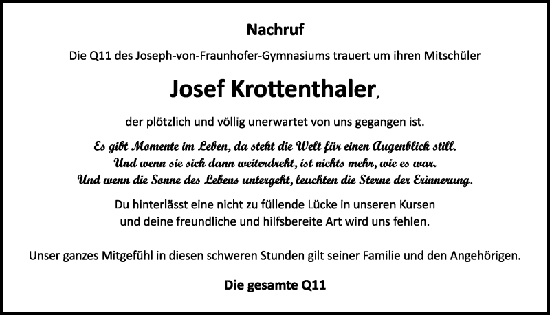  Traueranzeige für Josef Krottenthaler vom 08.04.2021 aus Bayerwald Echo