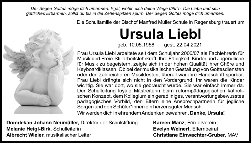 Traueranzeige für Ursula Liebl vom 24.04.2021 aus Mittelbayerische Zeitung Regensburg