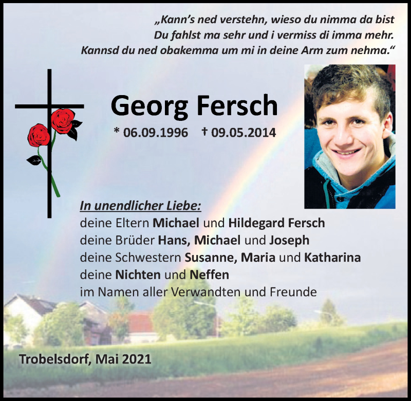  Traueranzeige für Georg Fersch vom 08.05.2021 aus Bayerwald Echo