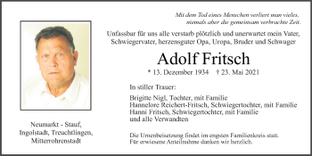 Traueranzeige von Adolf Fritsch von Neumarkter Tagblatt