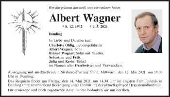 Traueranzeige von Albert Wagner von Mittelbayerische Zeitung Regensburg