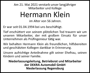 Traueranzeige von Hermann Klein von Neumarkter Tagblatt