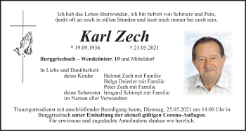 Traueranzeige von Karl Zech von Neumarkter Tagblatt