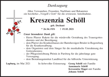 Traueranzeige von Kreszenzia Schöll von Neumarkter Tagblatt
