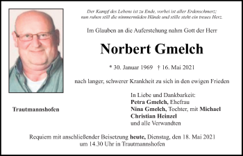 Traueranzeige von Norbert Gmelch von Neumarkter Tagblatt