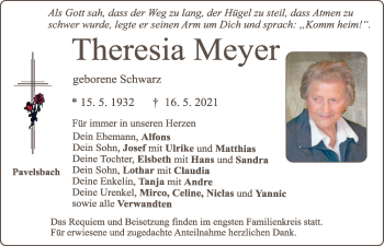 Traueranzeige von Theresia Meyer von Neumarkter Tagblatt
