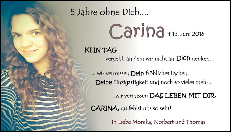  Traueranzeige für Carina Stadler vom 18.06.2021 aus Neumarkter Tagblatt