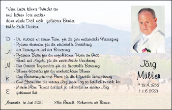 Traueranzeige von Jörg Müller von Neumarkter Tagblatt