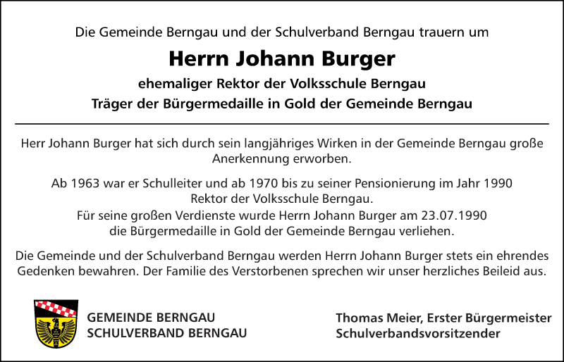  Traueranzeige für Johann Burger vom 12.06.2021 aus Neumarkter Tagblatt