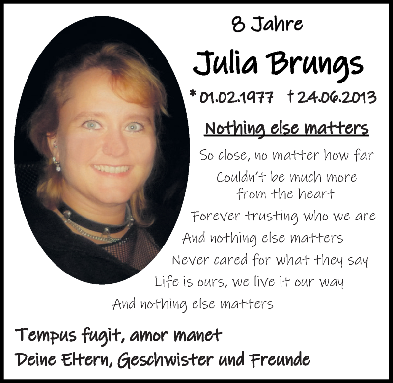  Traueranzeige für Julia Brungs vom 24.06.2021 aus Mittelbayerische Zeitung Regensburg
