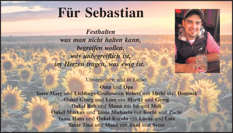 Traueranzeige für Sebastian Hummel vom 27.07.2021 aus Mittelbayerische Zeitung Schwandorf