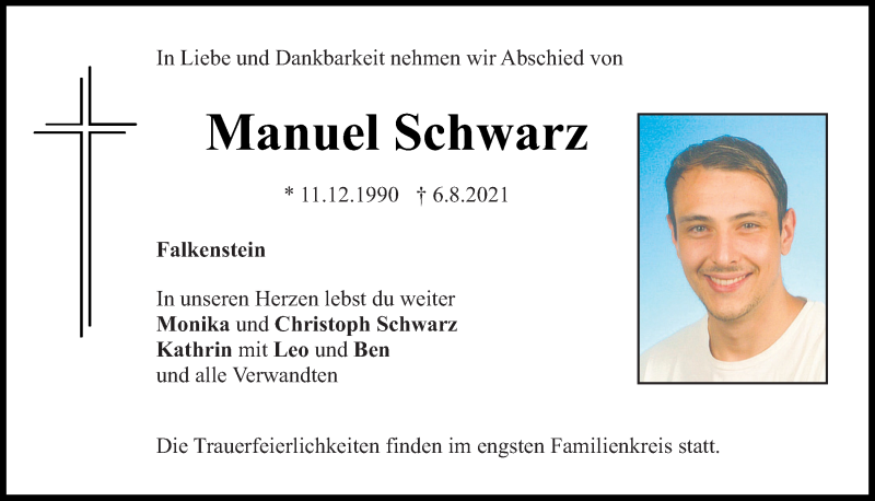  Traueranzeige für Manuel Schwarz vom 10.08.2021 aus Bayerwald Echo
