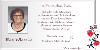 Traueranzeige von Rosi Wlassük von Neumarkter Tagblatt