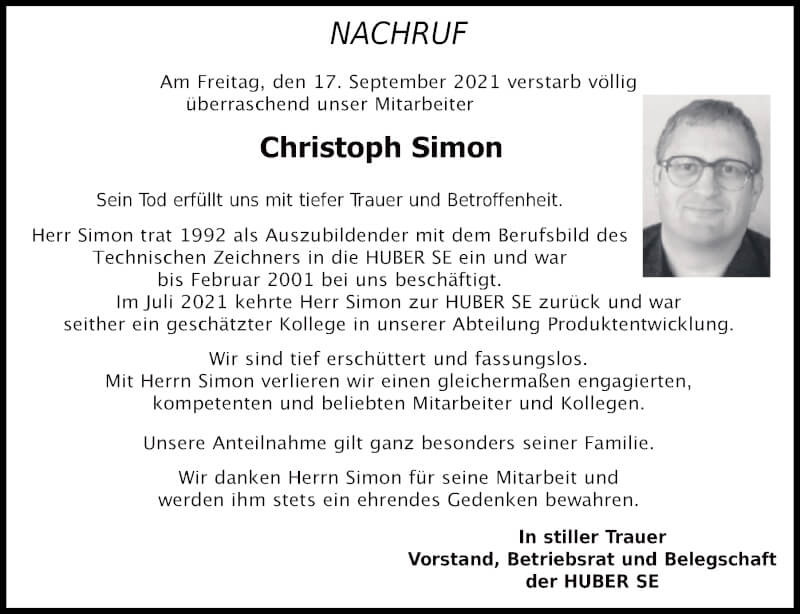  Traueranzeige für Christoph Simon vom 25.09.2021 aus Neumarkter Tagblatt