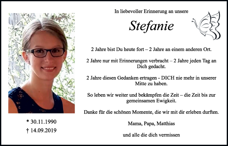  Traueranzeige für Stefanie Müller vom 14.09.2021 aus Bayerwald Echo