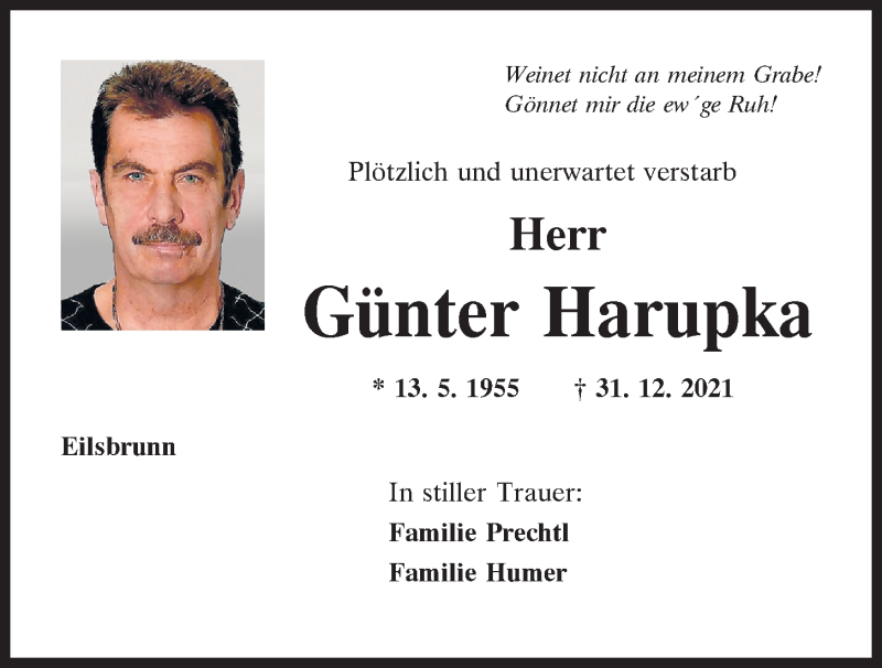  Traueranzeige für Günter Harupka vom 08.01.2022 aus Mittelbayerische Zeitung Regensburg