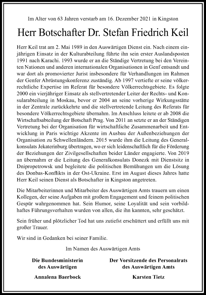  Traueranzeige für Stefan Friedrich Keil vom 15.01.2022 aus Mittelbayerische Zeitung Gesamtausgabe