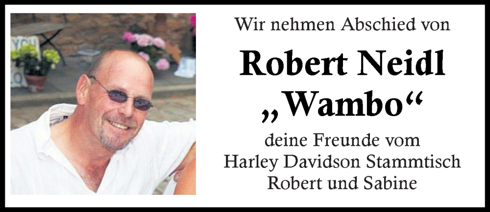  Traueranzeige für Robert Neidl vom 22.10.2022 aus Mittelbayerische Zeitung Regensburg