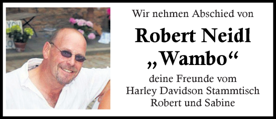 Traueranzeige von Robert Neidl von Mittelbayerische Zeitung Regensburg