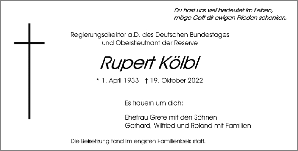  Traueranzeige für Rupert Kölbl vom 26.11.2022 aus Neumarkter Tagblatt