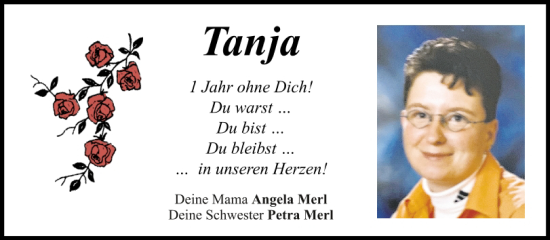 Traueranzeige von Tanja  von Mittelbayerische Zeitung Schwandorf