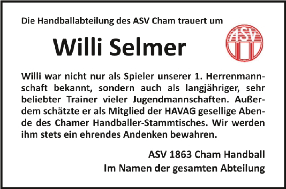  Traueranzeige für Wilhelm Selmer vom 01.12.2022 aus Bayerwald Echo