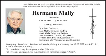 Traueranzeige von Hermann Mally von Neumarkter Tagblatt