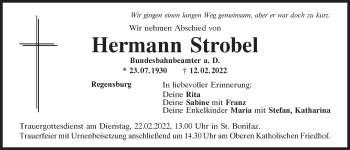 Traueranzeige von Hermann Strobel von Mittelbayerische Zeitung Regensburg