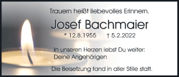 Traueranzeige von Josef Bachmaier von Mittelbayerische Zeitung Regensburg