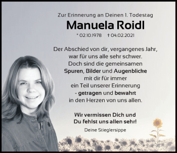 Traueranzeige von Manuela Roidl von Neumarkter Tagblatt