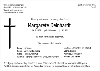 Traueranzeige von Margarete Deinhardt von Neumarkter Tagblatt