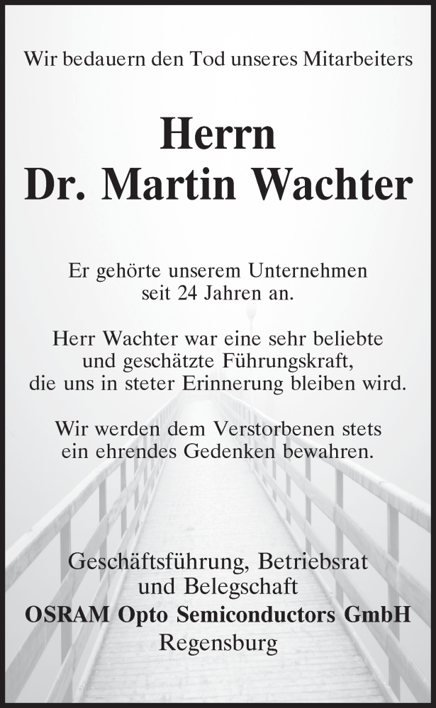  Traueranzeige für Martin Wachter vom 10.02.2022 aus Mittelbayerische Zeitung Regensburg