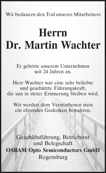 Traueranzeige von Martin Wachter von Mittelbayerische Zeitung Regensburg