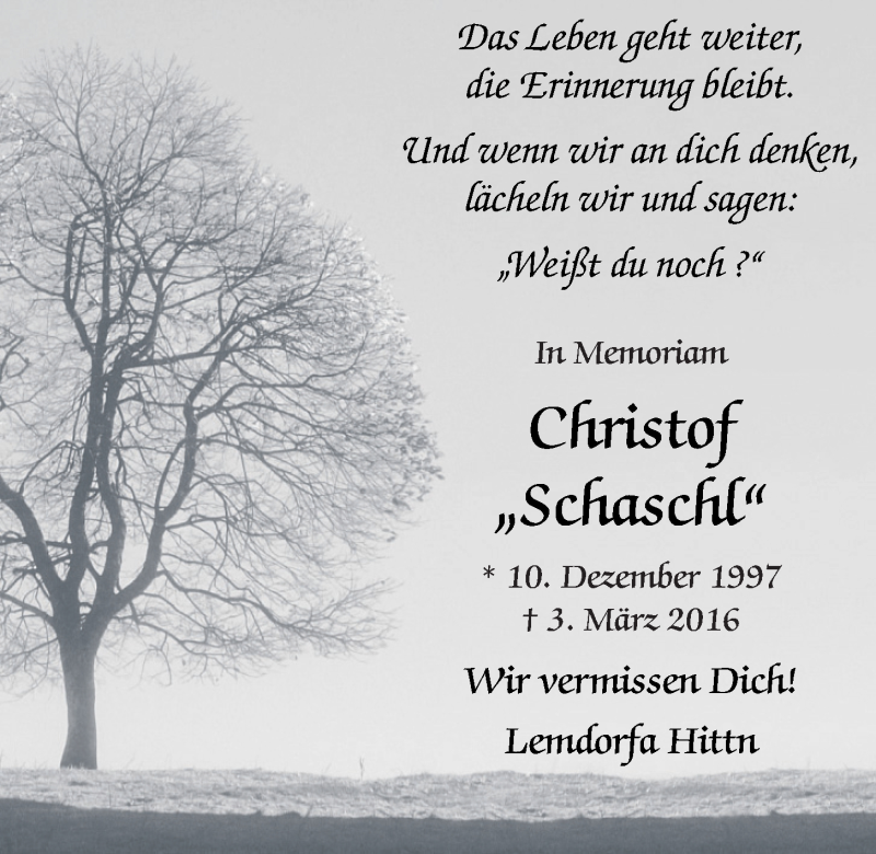  Traueranzeige für Christof Graßl vom 03.03.2022 aus Bayerwald Echo